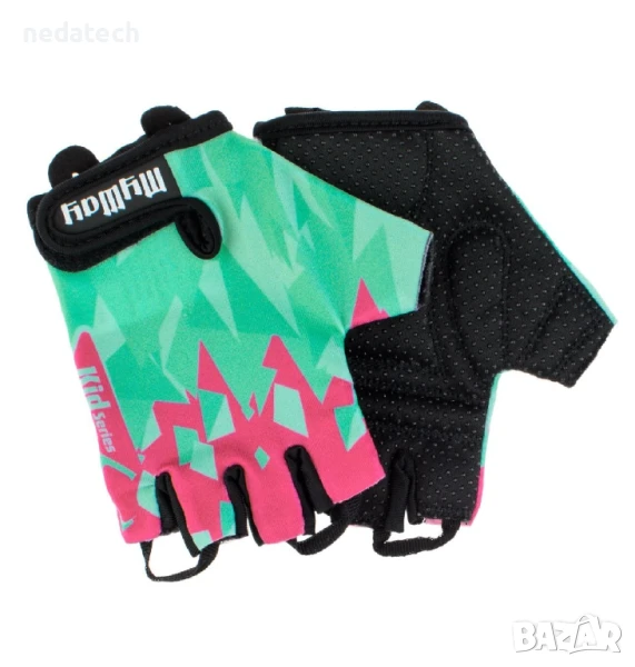 Детски велосипедни ръкавици, Зелен, 7,5 см. , снимка 1