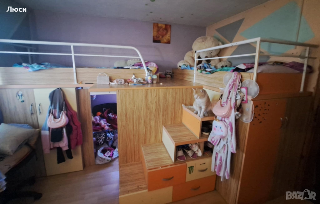 Детско двуетажно легло с детски кът, снимка 1