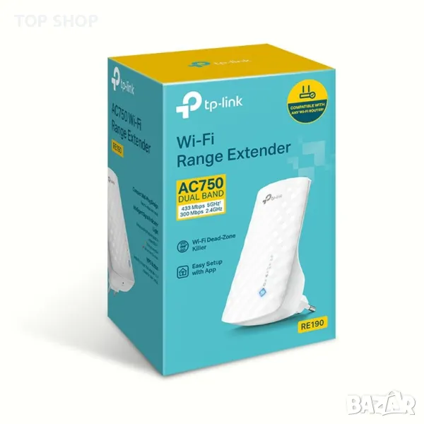 Удължител/ Разширител на обхват TP-Link RE190 AC750, снимка 1