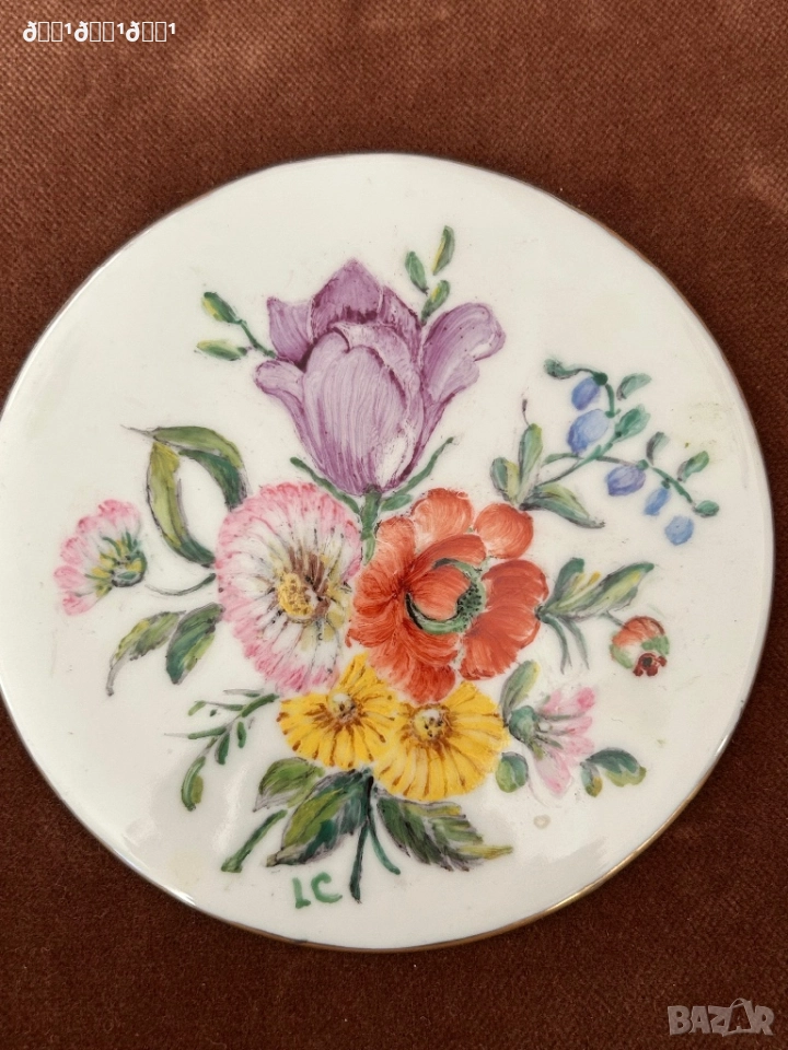 Старинна картина с рисуван порцелан , снимка 1