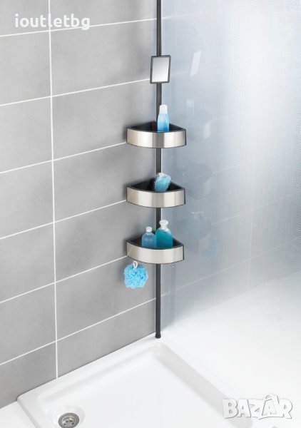 Регулируема ъглова етажерка за баня Wenko Premium, 70-260 см, огледало, снимка 1
