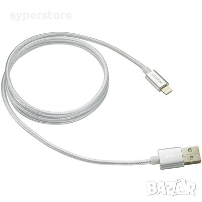 Кабел Lightning към USB за iPhone 5, 6, 7 и др. CANYON CNE-CFI3PW 1м Оплетка Сребрист Lightning to U, снимка 1