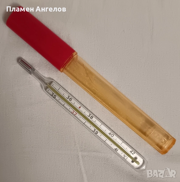 Стар живачен термометър за измерване на телесна температура. , снимка 1