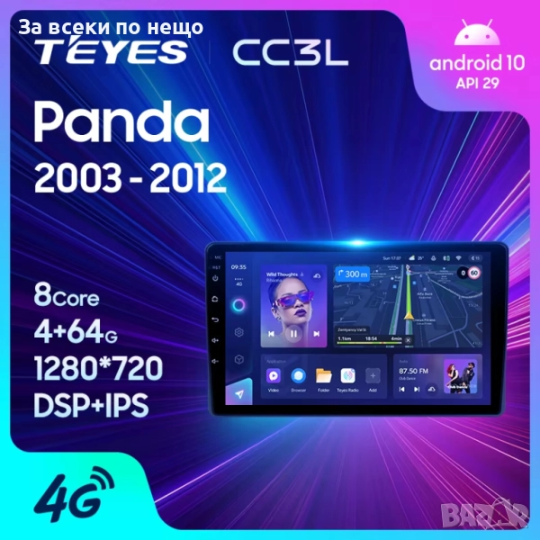 9 мултимедия за Fiat Panda 2003-2012 Android навигация, снимка 1