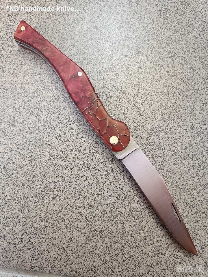 Сгъваем нож "Кондре" ръчно изработен + ПОДАРЪК кания, снимка 1