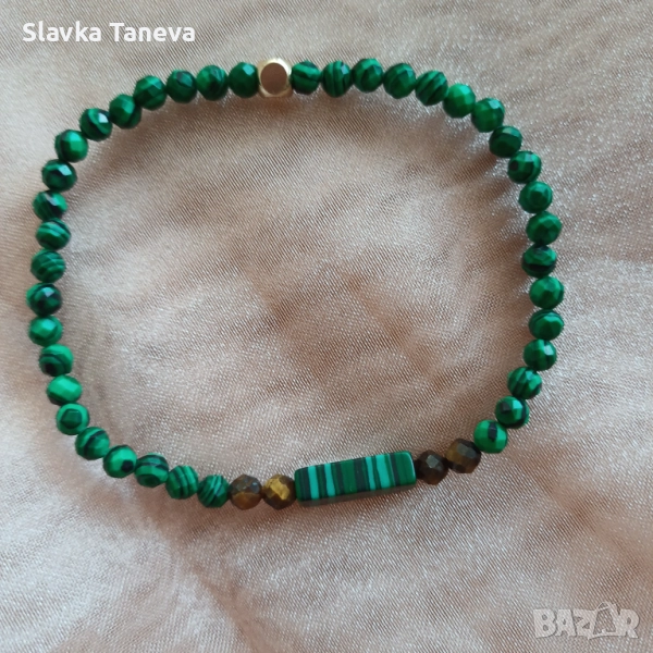 Гривна от малахит и тигрово око, снимка 1