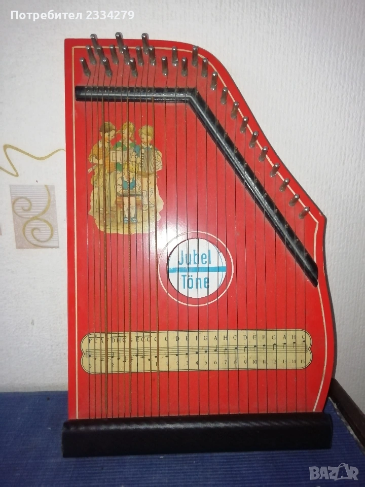 Цитра, струнен музикален инструмент от миналият век. , снимка 1