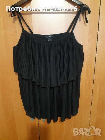 ЛИКВИДАЦИЯ L-XL Ефектно потниче в черно с два волана,за малък и средно голям бюст, като ново, снимка 3 - Потници - 36632147