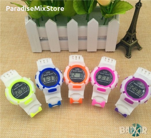 Ултра лек и мек детски ръчен часовник за момчета и момичета син или розов., снимка 1