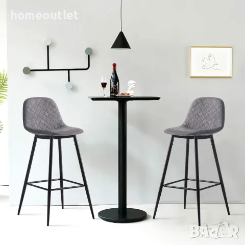 ПРОМОЦИЯ Високи бар столове с дамаска от висококачествена PU кожа, к-кт от 2 бр C-UDC061GY, снимка 4 - Столове - 49196309