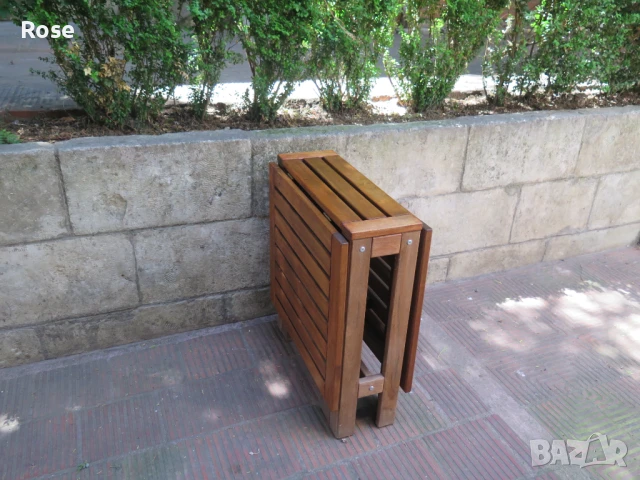 Тиково дърво-двойно сгъваема маса и 2бр.столове  ,Скандинавски мебели, снимка 10 - Градински мебели, декорация  - 50879162