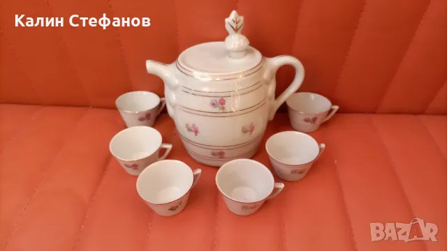 Време е за греяна ракия, комплект порцеланова кана и 6 чаши от едно време