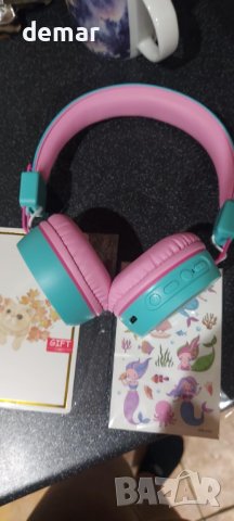 Детски Bluetooth слушалки RIYO с цветни LED светлини, ментово зелено, снимка 8 - Bluetooth слушалки - 43585178