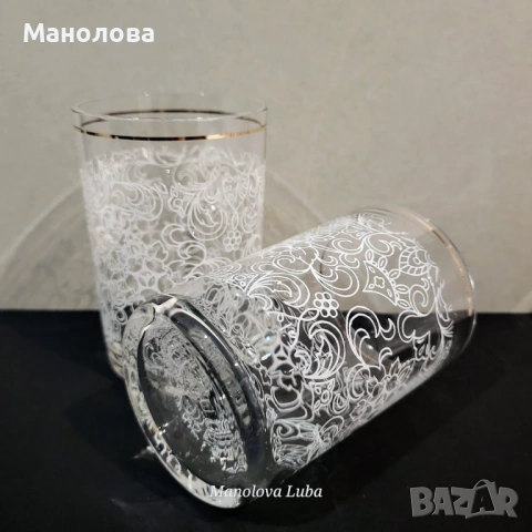 Ретро стъклени чаши дантела., снимка 4 - Сервизи - 53346224