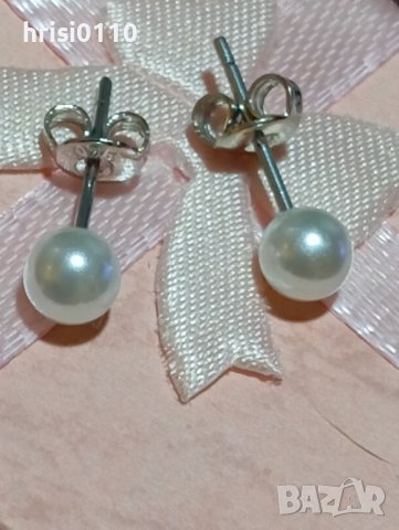 Нови сребърни обеци с перли , снимка 1 - Обеци - 43948075