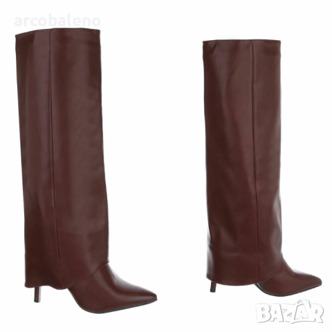 Дамски ботуши на висок ток от еко кожа, 2цвята , снимка 5 - Дамски ботуши - 52529898