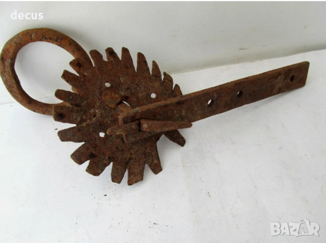 Антична кована желязна дръжка за врата с лост, снимка 6 - Антикварни и старинни предмети - 51456204