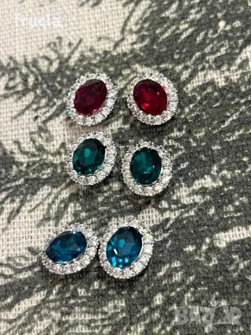 Бляскави Обеци в Червено, снимка 3 - Обеци - 52957918