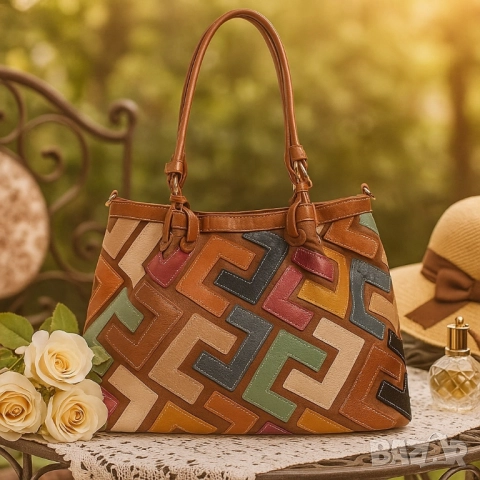 Дамска чанта с многоцветен дизайн – простор, организация и стил в едно, снимка 4 - Чанти - 51884584