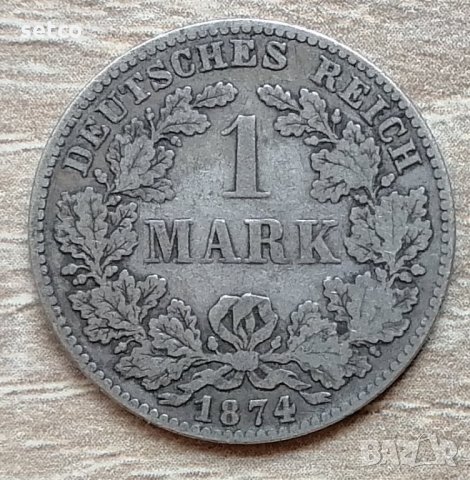 Германия 1 марка 1874 буква D  д6, снимка 1 - Нумизматика и бонистика - 33430051