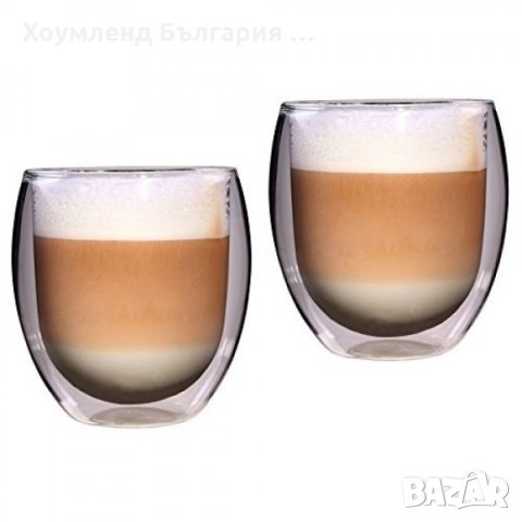Тънкостенни чаши за кафе с двойно дъно и термо стъкло комплект 2 бр., снимка 4 - Чаши - 26792054