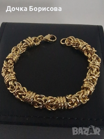 Мъжка гривна ,, Вериги " от медицинска стомана с 18к позлата 