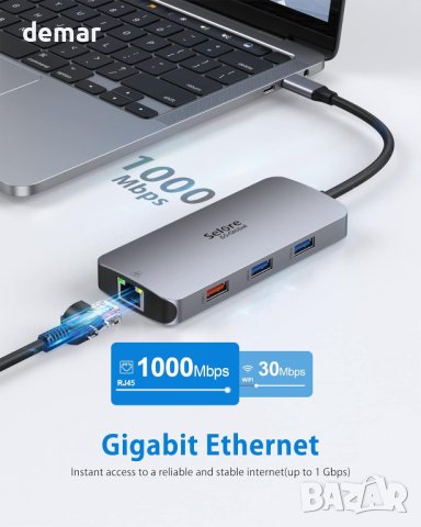 USB C многопортов адаптер 9 в 1, снимка 6 - Други - 43107374