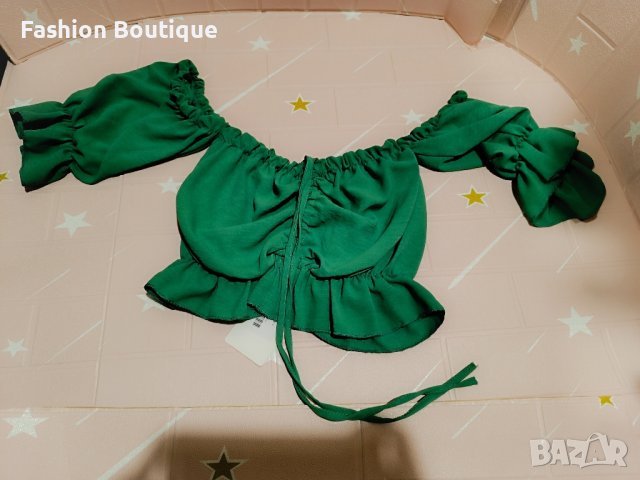 Къса Блузка в зелено , снимка 2 - Корсети, бюстиета, топове - 43330431