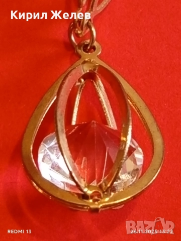 Позлатени обеци SWAROVSKI с висящ контур и шлифована висяща капка 17596, снимка 3 - Обеци - 52547849