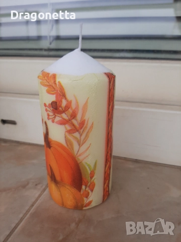 Свещ Здравей, есен, снимка 4 - Декорация за дома - 52099269