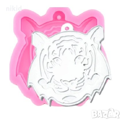 Тигър глава с релефни контури плосък силиконов молд форма фондан шоколад смола гипс