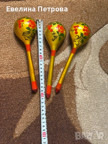 Дървени рисувани лъжици Хохлома, снимка 2 - Антикварни и старинни предмети - 51275155