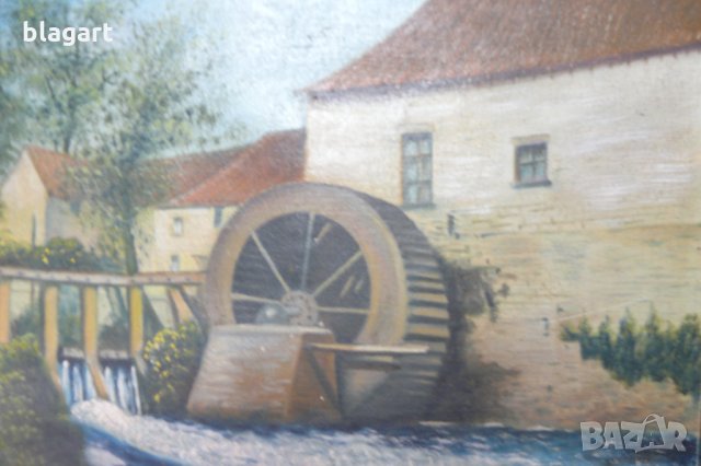 стара картина от 1938г."Старата воденица", снимка 4 - Картини - 26328217
