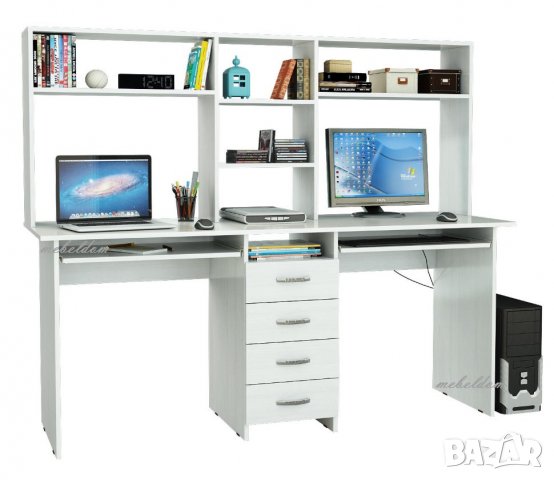 Бюро 175см. за двама с надстройка,4 чекмеджета и 2 клавиатури (код-1009), снимка 7 - Бюра - 28560642