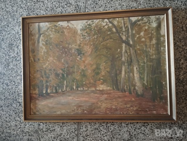 Стара картина-горски пейзаж, снимка 3 - Картини - 43489157