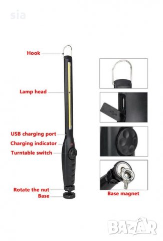 Работна акумулаторна лампа BL-W55 LED тънка, снимка 3 - Аксесоари и консумативи - 27123852