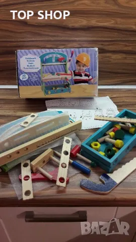 Детски дървен работен плот с инструменти, снимка 5 - Образователни игри - 48763292