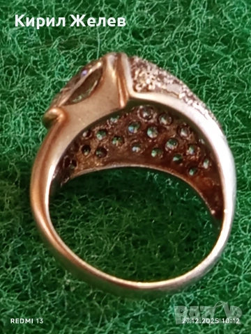 Сребърен пръстен модерен артистичен дизайн Swarovski прелестен 28537, снимка 5 - Пръстени - 52909696