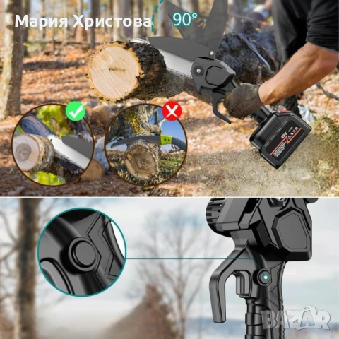 Акумулаторен мини верижен трион 6", Комплект с 2 батерии 6000mAh и куфар, снимка 4 - Градински инструменти - 53358567