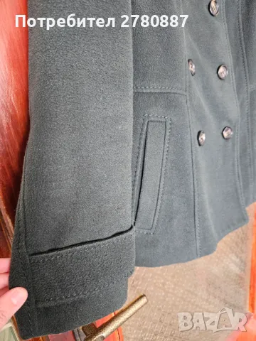 H&M Дамско палто с двуредно закопчаване тъмно зелено р-р 38 М, снимка 3 - Палта, манта - 49166482