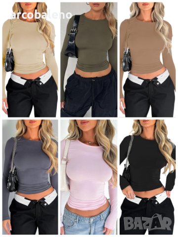 Едноцветен тънък пуловер, тениска, дамско улично облекло, 7цвята 