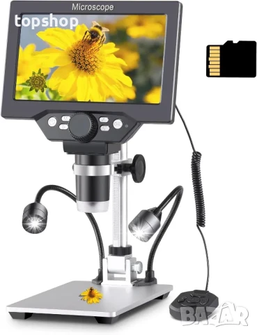 НОВ Цифров микроскоп Koolertron с 7'' екран 1080p, 32GB памет, 1200x увеличение, камера, безжичен...