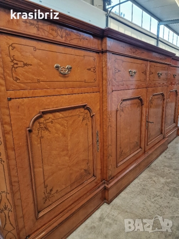 Античен Сет- Масивна Витрина с Писалище,Скрин и Маса+6 бр.Стола-внос от Германия!, снимка 4 - Витрини - 52882467