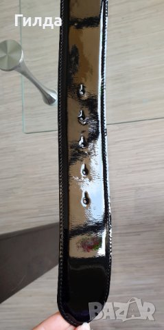 Ralph Lauren колан естествена кожа лак черно L, снимка 6 - Колани - 36771868