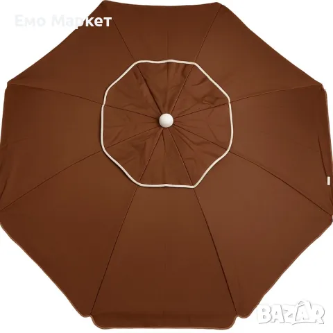 Кръгъл плажен чадър 2.40 м с чупещо се рамо, UV защита и прозорче за вятър, снимка 7 - Други стоки за дома - 50031421