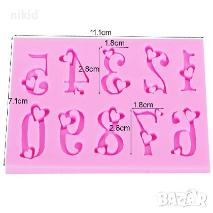 числа цифри със сърце силиконов молд форма фондан декор украса , снимка 2 - Форми - 15356247