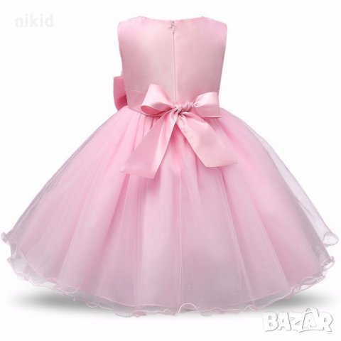 Светло розова бебешка детска официална празнична обемна рокля с пандела кръщене, снимка 2 - Бебешки рокли - 26241941