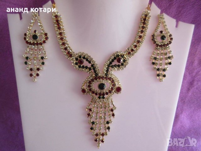 1. Комплект - обеци, колие S1-S7 индийски, снимка 5 - Бижутерийни комплекти - 39024437