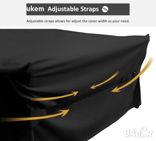 Водоустойчив калъф за градински мебели 170x94x74 см – 420D, черен, снимка 6 - Градински мебели, декорация  - 53382075