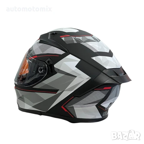 КАСКА ЗА МОТОР С ОЧИЛА, Размери S, M, L, XL - Черен мат/Червен - 721368